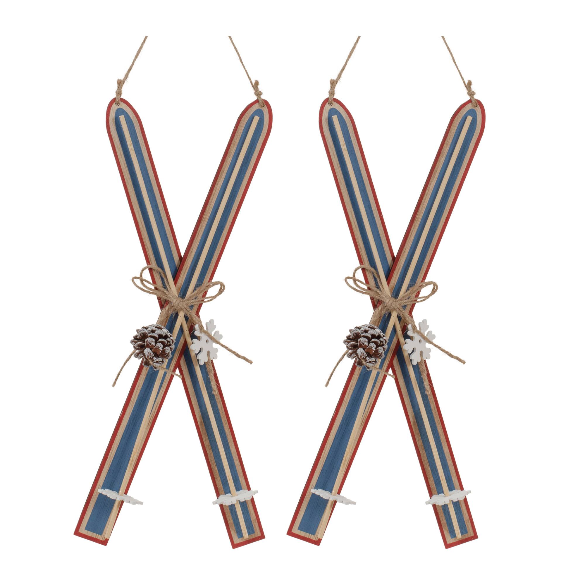 15.5" Wood Ski Ornaments, 2ct.